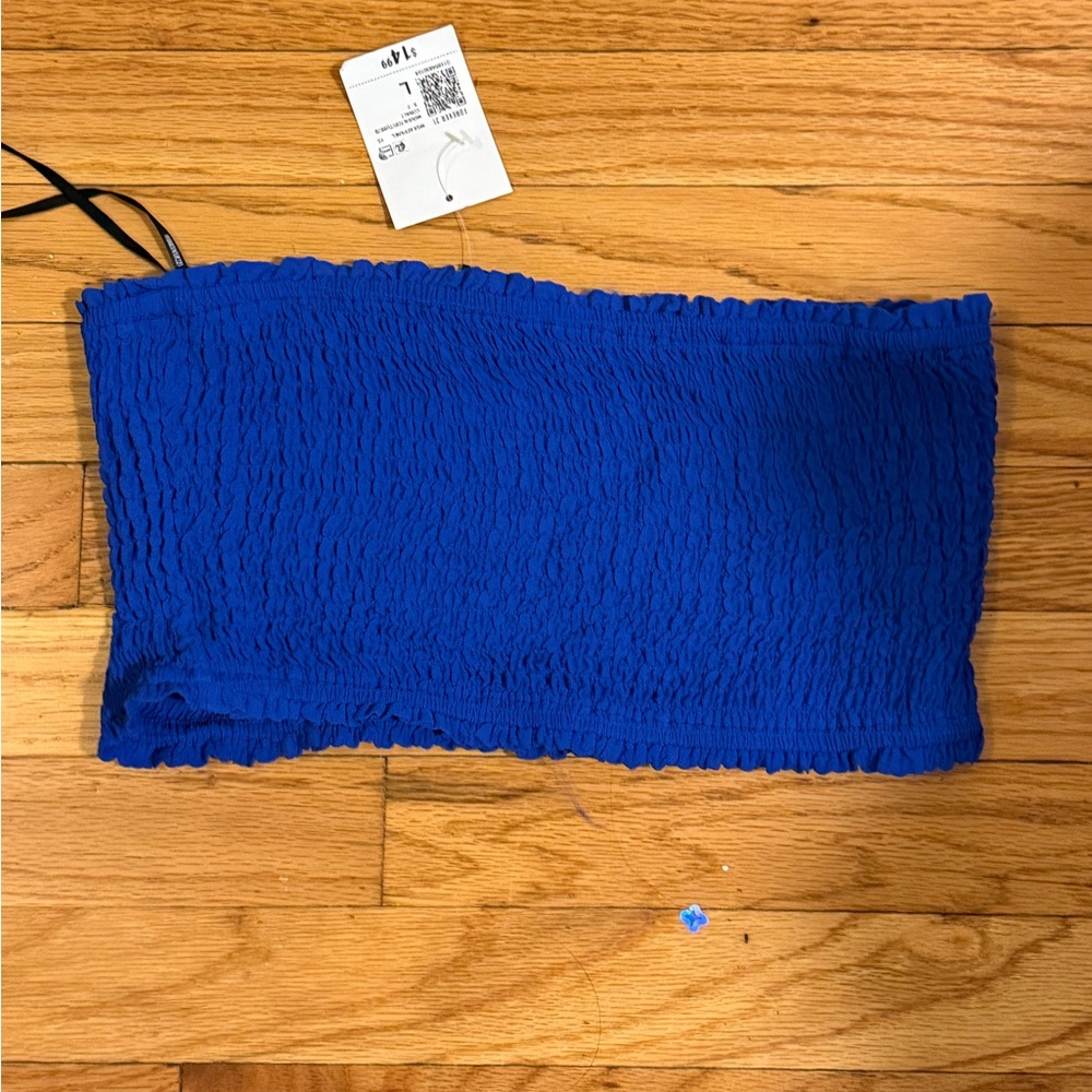 Forever 21 Blue Smocked Crop Top